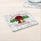 Matching Set Gold Bell Red Bow Weihnachten Rechteckiger Pappuntersetzer (angewinkelt)