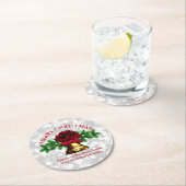 Matching Set Gold Bell Red Bow Weihnachten Runder Pappuntersetzer (Vor Ort)