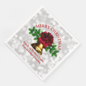 Matching Set Gold Bell Red Bow Weihnachten Serviette (Ecke)