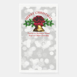 Matching Set Gold Bell Red Bow Weihnachten Serviette