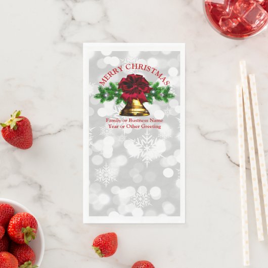 Matching Set Gold Bell Red Bow Weihnachten Serviette (Beispiel)