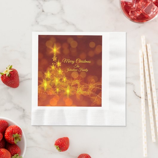 Matching Set Gold Stars Name Weihnachten Serviette (Beispiel)