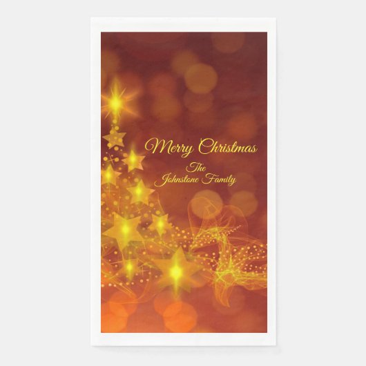 Matching Set Gold Stars Name Weihnachten Serviette (Vorderseite)