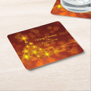 Matching Set Gold Stars Tree Change Name Rechteckiger Pappuntersetzer