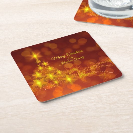Matching Set Gold Stars Tree Change Name Rechteckiger Pappuntersetzer (angewinkelt)