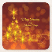 Matching Set Gold Stars Tree Change Name Rechteckiger Pappuntersetzer (Vorderseite)