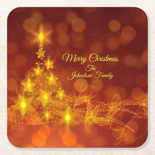 Matching Set Gold Stars Tree Change Name Rechteckiger Pappuntersetzer (Vorderseite)