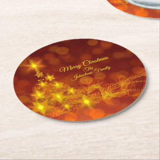 Matching Set Gold Stars Tree Change Name Runder Pappuntersetzer