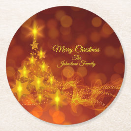 Matching Set Gold Stars Tree Change Name Runder Pappuntersetzer