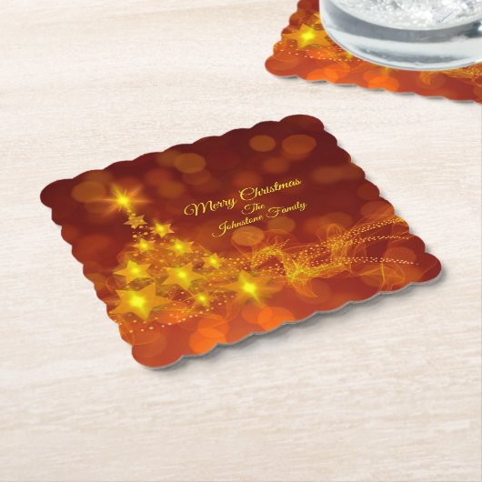 Matching Set Gold Stars Tree Change Name Untersetzer (angewinkelt)