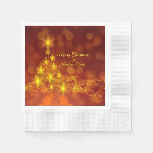 Matching Set Gold Stars Tree Change Name Weihnacht Serviette (Vorderseite)