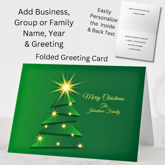 Matching Set Green Christmas Tree Change Name Karte