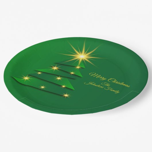 Matching Set Green Tree Change Name 20xx 9" Pappteller (Schrägansicht)