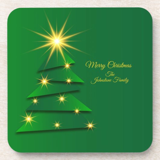 Matching Set Green Tree Change Name Plastik + Kork Getränkeuntersetzer (Vorderseite)