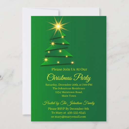 Matching Set Green Tree Change Name Text Weihnacht Einladung (Vorderseite)