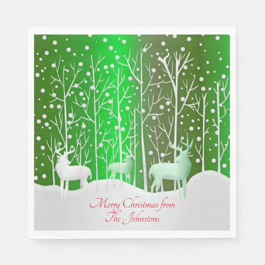 Matching Set White Reindeer Edit Name Luncheon bea Serviette (Vorderseite)