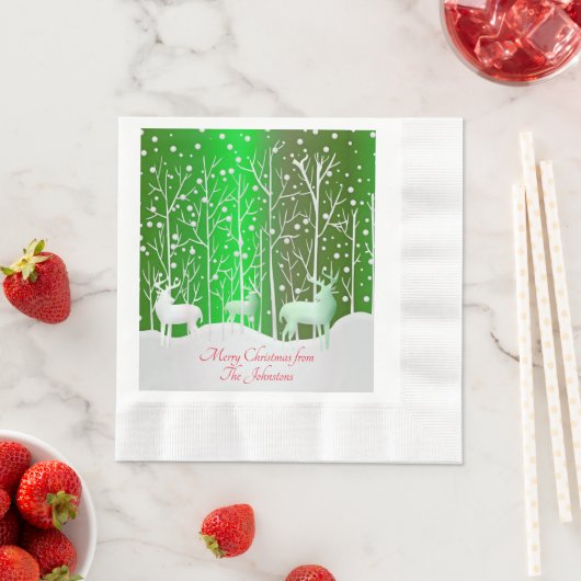 Matching Set White Reindeer Edit Name Luncheon bea Serviette (Beispiel)