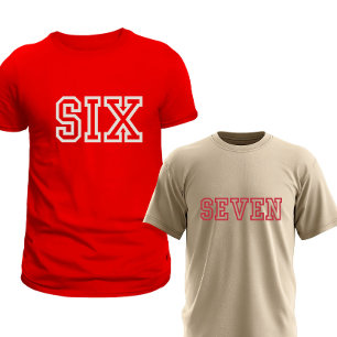 Matching Six und Seven Schriftbasiertes Paar-T-Shi T-Shirt