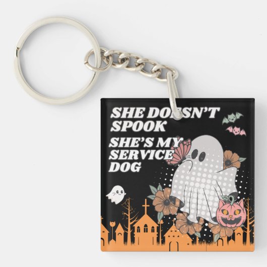 Matching Spook Ghost & Pumpkin Service Dog Schlüsselanhänger (Vorderseite)