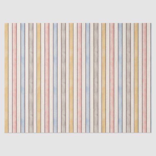 Matching, Subdued Pink, Yellow and Blue Stripes  Seidenpapier (Vorderseite)
