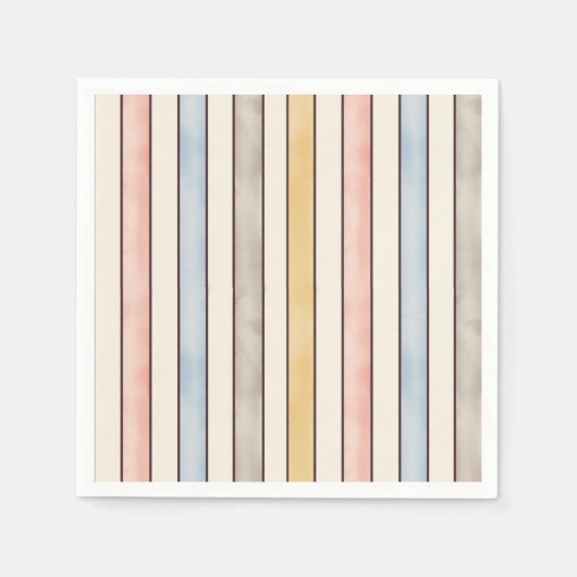 Matching, Subdued Pink, Yellow and Blue Stripes Serviette (Vorderseite)