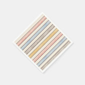 Matching, Subdued Pink, Yellow and Blue Stripes Serviette (Ecke)