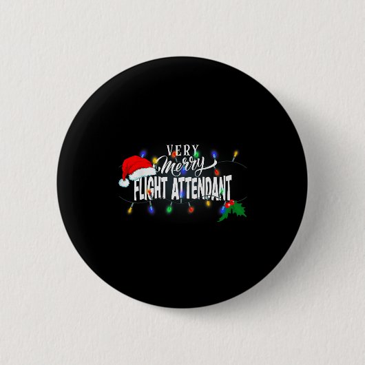 Matching Very Merry Flight Attendant Christmas  Button (Vorderseite)