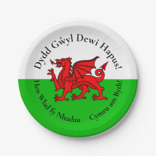 Matching Welsh Dragon St David's Day 7" Pappteller