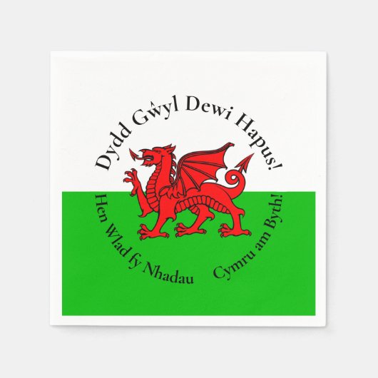 Matching Welsh Dragon St David's Day Cocktail Serviette (Vorderseite)
