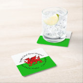 Matching Welsh Dragon St David's Day Rechteckiger Pappuntersetzer (Vor Ort)