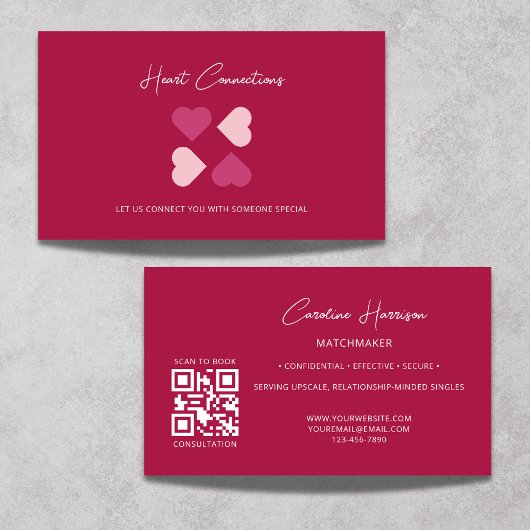 Matchmaker Verabreden Service QR Code Red Heart Mo Visitenkarte