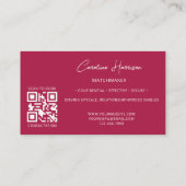 Matchmaker Verabreden Service QR Code Red Heart Mo Visitenkarte (Rückseite)
