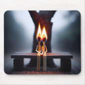 Matchstick Couple auf einer Bank mit Flammen Mousepad (Vorne)