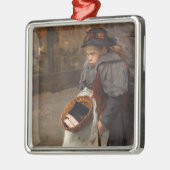 Matchstick Girl Poor Street Urchin Urban Poverty Ornament Aus Metall (Links)