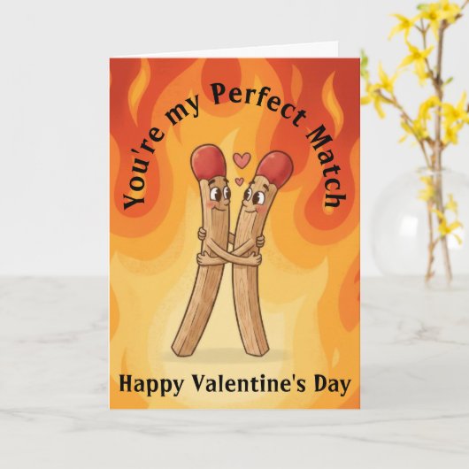 Matchstick Valentine's Day Karte (Gelbe Blume)