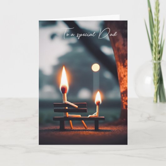 Matchsticks auf einer Bank für den Vatertag Karte (Vorderseite)