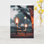 Matchsticks Auf einer Bank für Vaters Geburtstag Karte (Gelbe Blume)