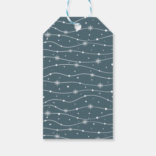 Mated Elegance - Slate Blue Snowflake Geschenktast Geschenkanhänger (Rückseite)