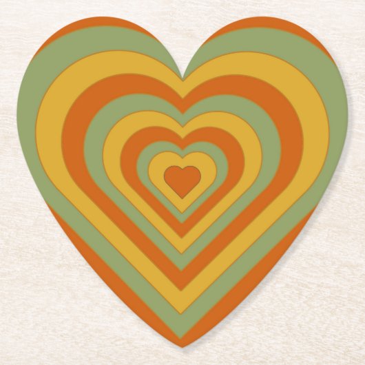 Mated Groovy Retro Layered Liebe Herz Untersetzer (Vorderseite)