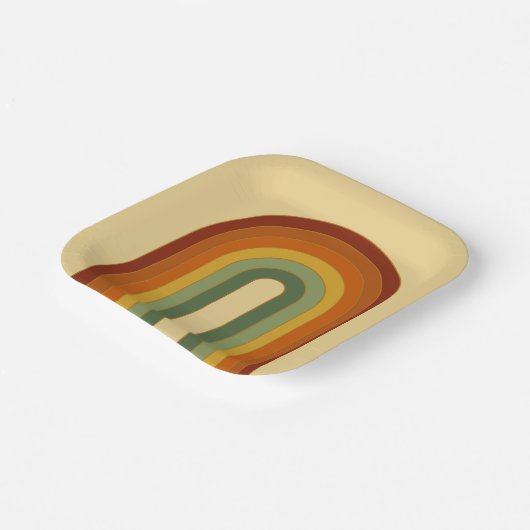 Mated Retro Groovy Layered Rainbow Square Pappteller (Gewinkelt)