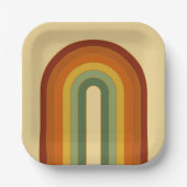 Mated Retro Groovy Layered Rainbow Square Pappteller (Vorderseite)