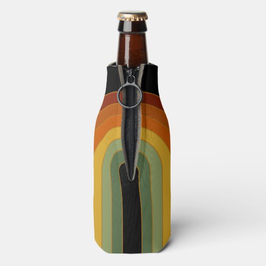 Mated Retro Seventies Groovy Layered Rainbow Black Flaschenkühler (Flasche Rückseite)