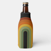 Mated Retro Seventies Groovy Layered Rainbow Black Flaschenkühler (Flaschenvorderseite)