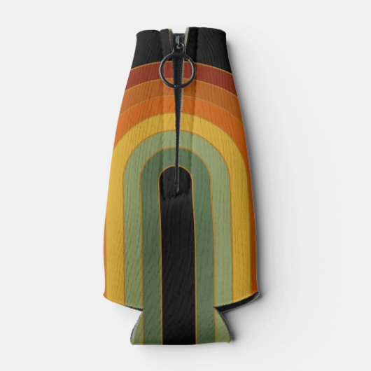 Mated Retro Seventies Groovy Layered Rainbow Black Flaschenkühler (Rückseite)
