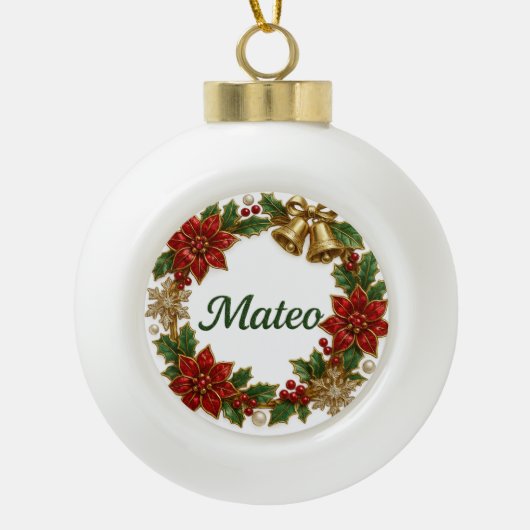 Mateo Christmas Name Ceramic Ornament (Vorderseite)