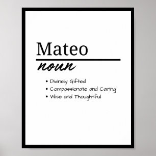Mateo, Jungenname Personalisierte Namensdefinition Poster