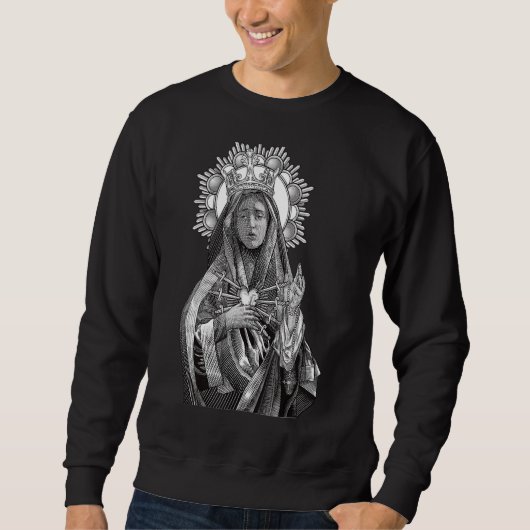 Mater Dolorosa Our Lady of Sorrows Virgin Mary Cat Sweatshirt (Vorderseite)