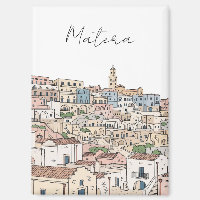 Matera Italien Reise Illustration Postkarte