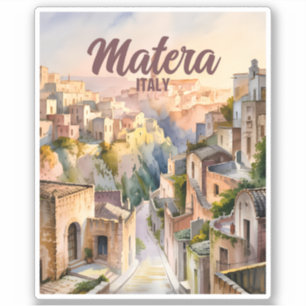 Matera Italien Sassi Aquarell Vintage Personalisie Aufkleber