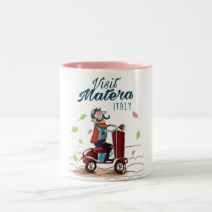 Matera Italy Cartoon Scooter Zweifarbige Tasse